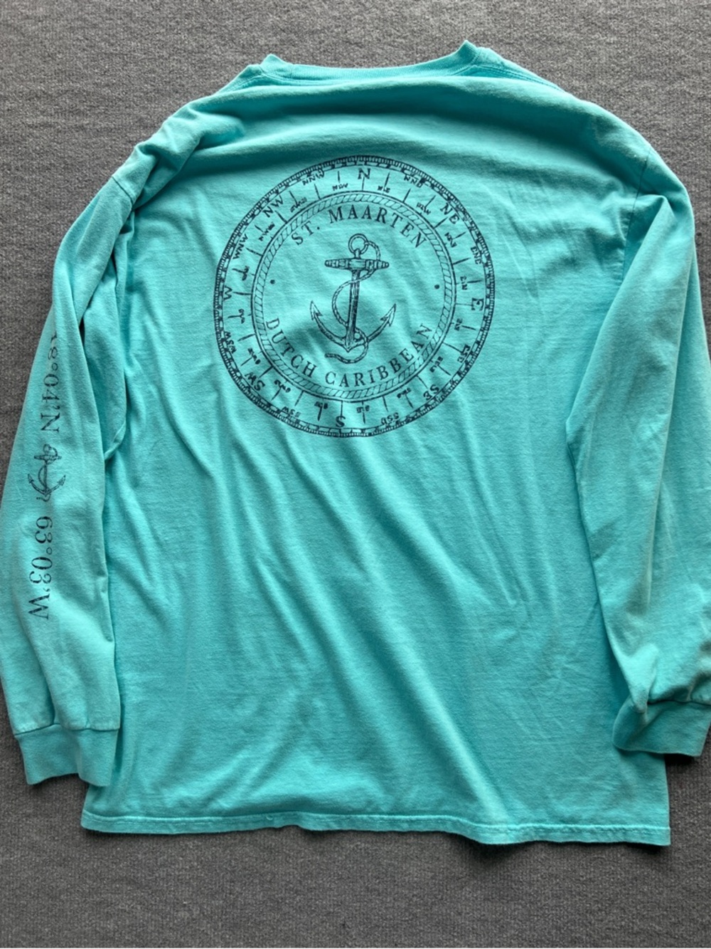 Vintage Comfort Colors St Marteen Large Caribbean Dive Map Nautical Cotton Shirt
